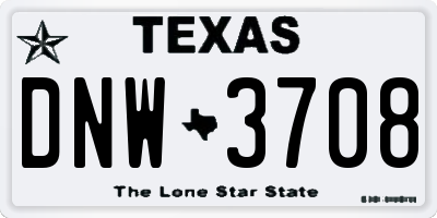 TX license plate DNW3708