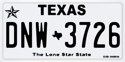 TX license plate DNW3726