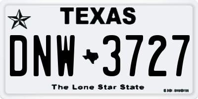 TX license plate DNW3727