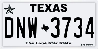 TX license plate DNW3734