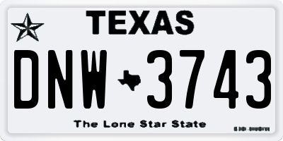 TX license plate DNW3743