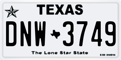 TX license plate DNW3749