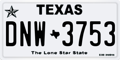 TX license plate DNW3753