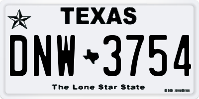 TX license plate DNW3754