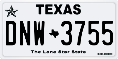 TX license plate DNW3755