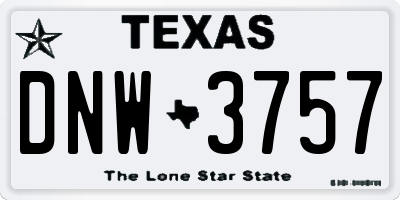 TX license plate DNW3757