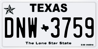 TX license plate DNW3759