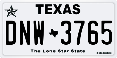 TX license plate DNW3765