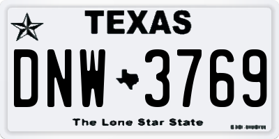 TX license plate DNW3769