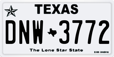TX license plate DNW3772