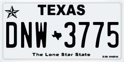 TX license plate DNW3775