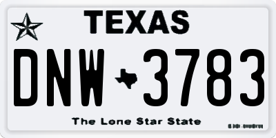 TX license plate DNW3783