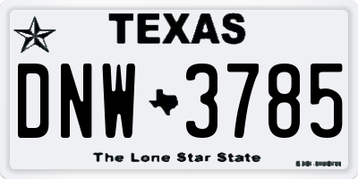TX license plate DNW3785