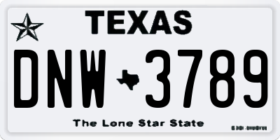 TX license plate DNW3789
