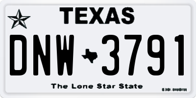 TX license plate DNW3791