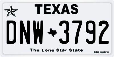 TX license plate DNW3792