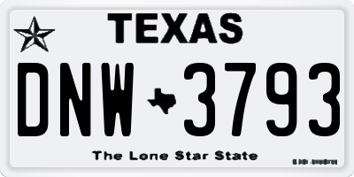 TX license plate DNW3793