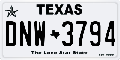TX license plate DNW3794