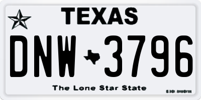 TX license plate DNW3796