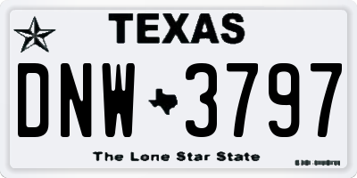 TX license plate DNW3797