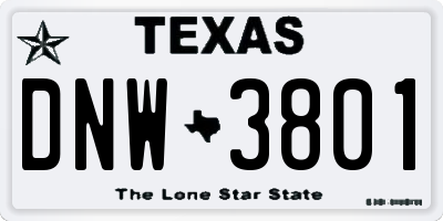 TX license plate DNW3801