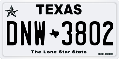 TX license plate DNW3802