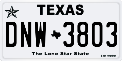 TX license plate DNW3803