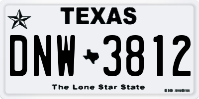 TX license plate DNW3812