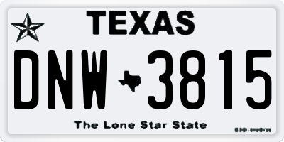 TX license plate DNW3815