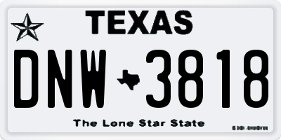 TX license plate DNW3818