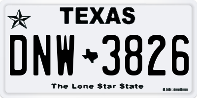 TX license plate DNW3826