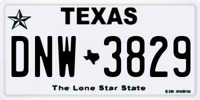 TX license plate DNW3829