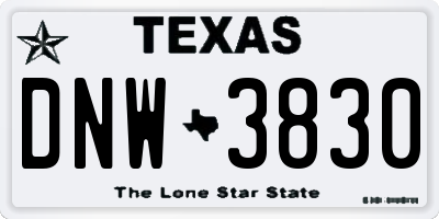 TX license plate DNW3830