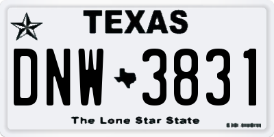 TX license plate DNW3831