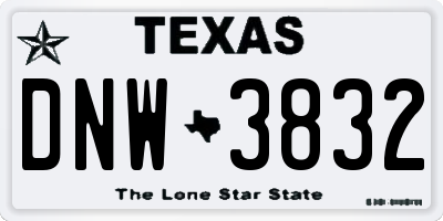 TX license plate DNW3832