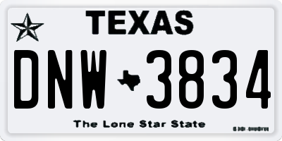 TX license plate DNW3834