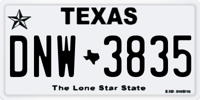TX license plate DNW3835