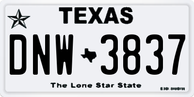 TX license plate DNW3837