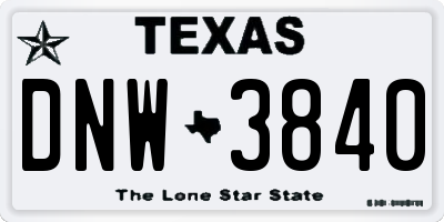 TX license plate DNW3840