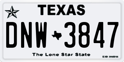TX license plate DNW3847