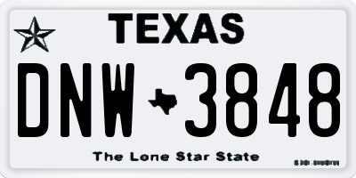 TX license plate DNW3848