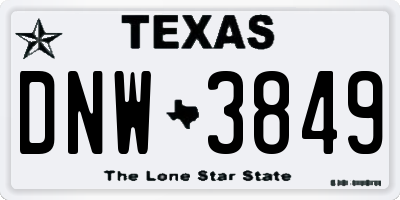 TX license plate DNW3849