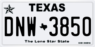 TX license plate DNW3850