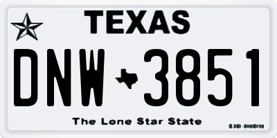 TX license plate DNW3851