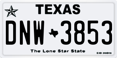 TX license plate DNW3853