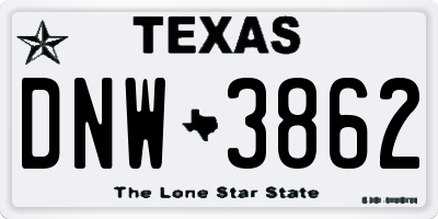 TX license plate DNW3862