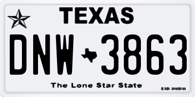 TX license plate DNW3863