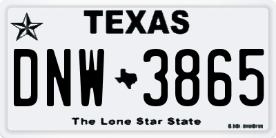 TX license plate DNW3865