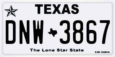 TX license plate DNW3867