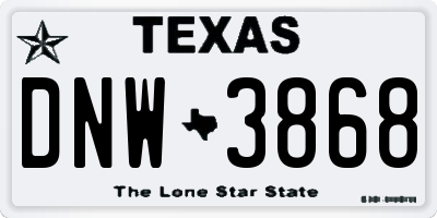 TX license plate DNW3868